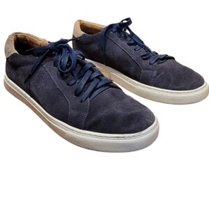 Peter Millar Navy Blue & Tan Crown Suede Low Top Lace Up Sneakers Size 10